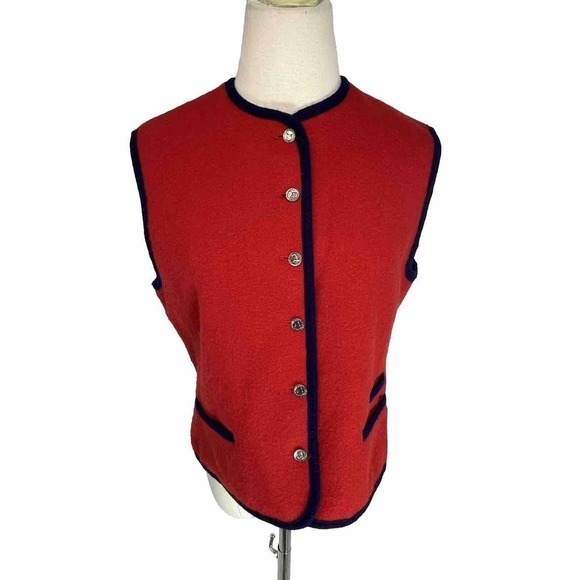 Vintage Lanz Originals Women’s Vest Size 13 Red Wool Blend - Picture 2 of 16